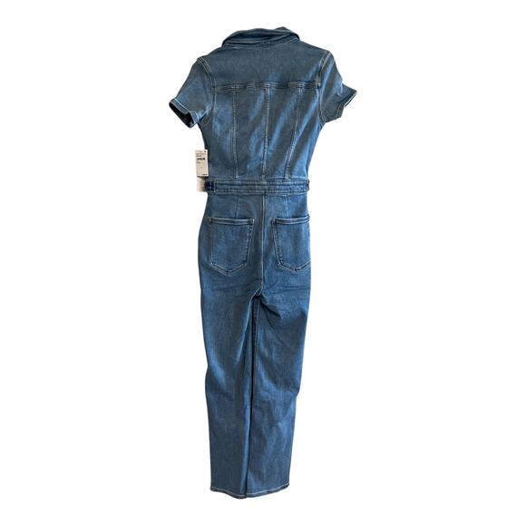 Good American Fit for Success Short Sleeve Denim Jumpsuit Blue Size Small - Picture 4 of 11